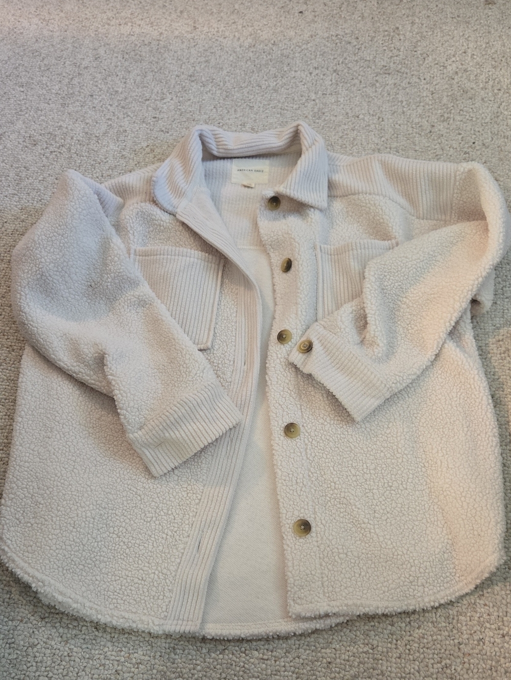 American Eagle Sherpa Oversized Shacket Cream